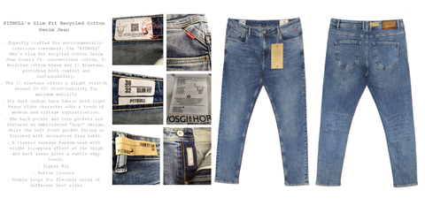 PITBULL Men Slim Fit 05 Pockets Recycled Cotton Sustainable Denim Jean