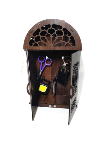 WALL MOUNTED WOODEN BOX, KEYCHAIN AND ACCESSORIES HOLDER