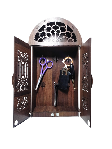WALL MOUNTED WOODEN BOX, KEYCHAIN AND ACCESSORIES HOLDER