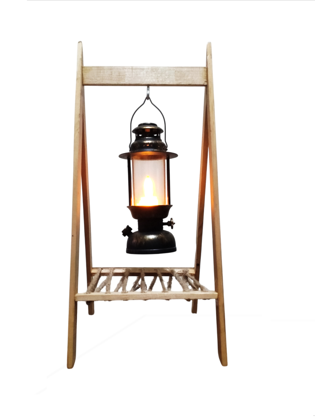 HAND CRAFTED INTERIOR DECORATIVE WOODEN FRAME CANDLE, LANTERN LAMP